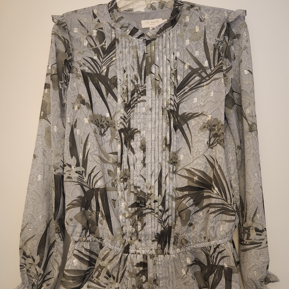 Ted Baker London Gray Floral Blouse